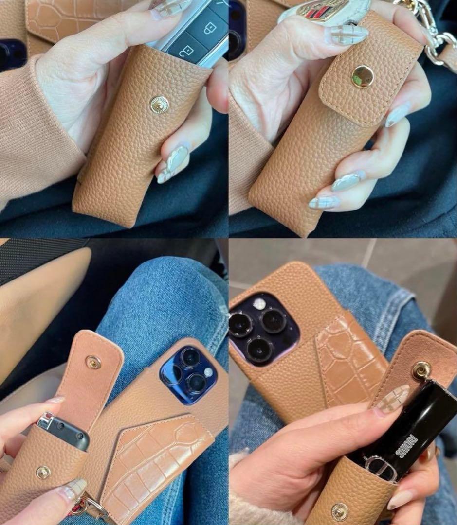 美品 しーちゃん iphone16promax ミラー付きカードケース