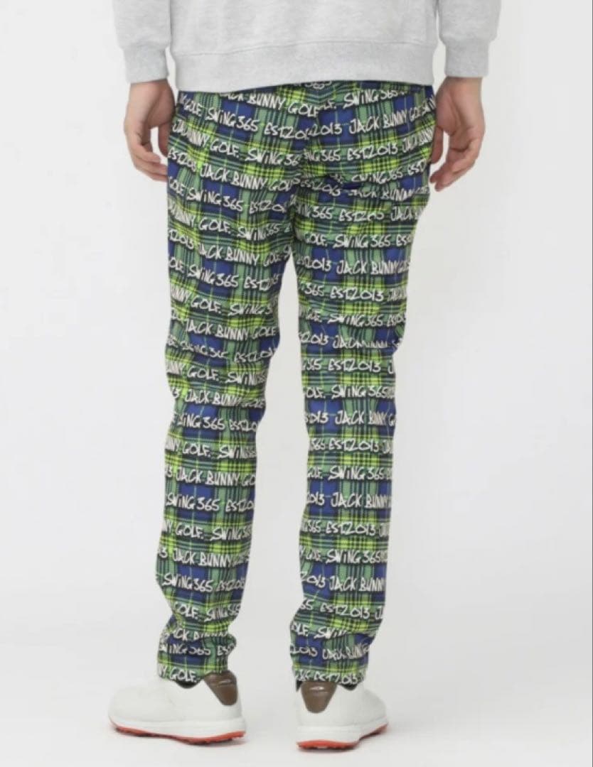 新品 パーリーゲイツ ジャックバニー ドビー二重織り裏起毛パンツ(4)M/ライム