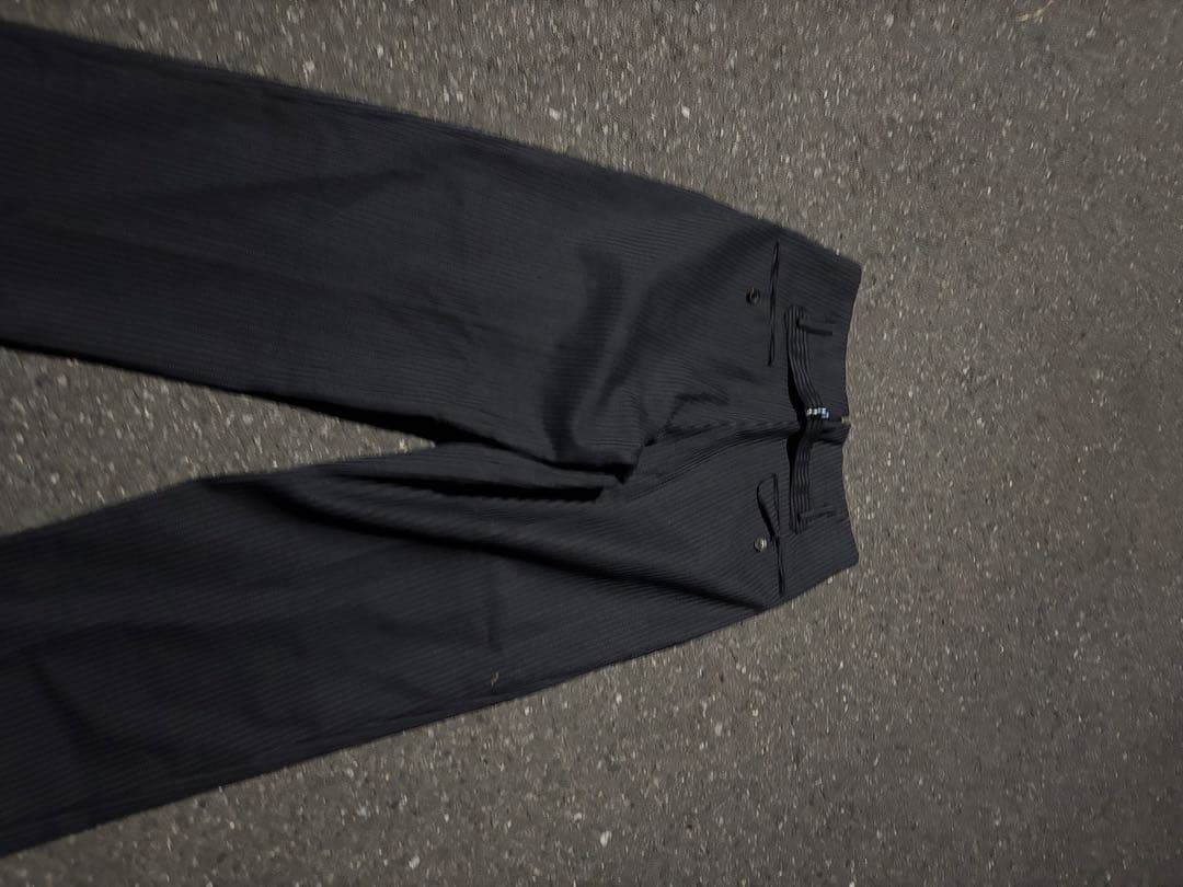 90s ストライプ　スラックス　極太　極厚　シティ　 針真珠