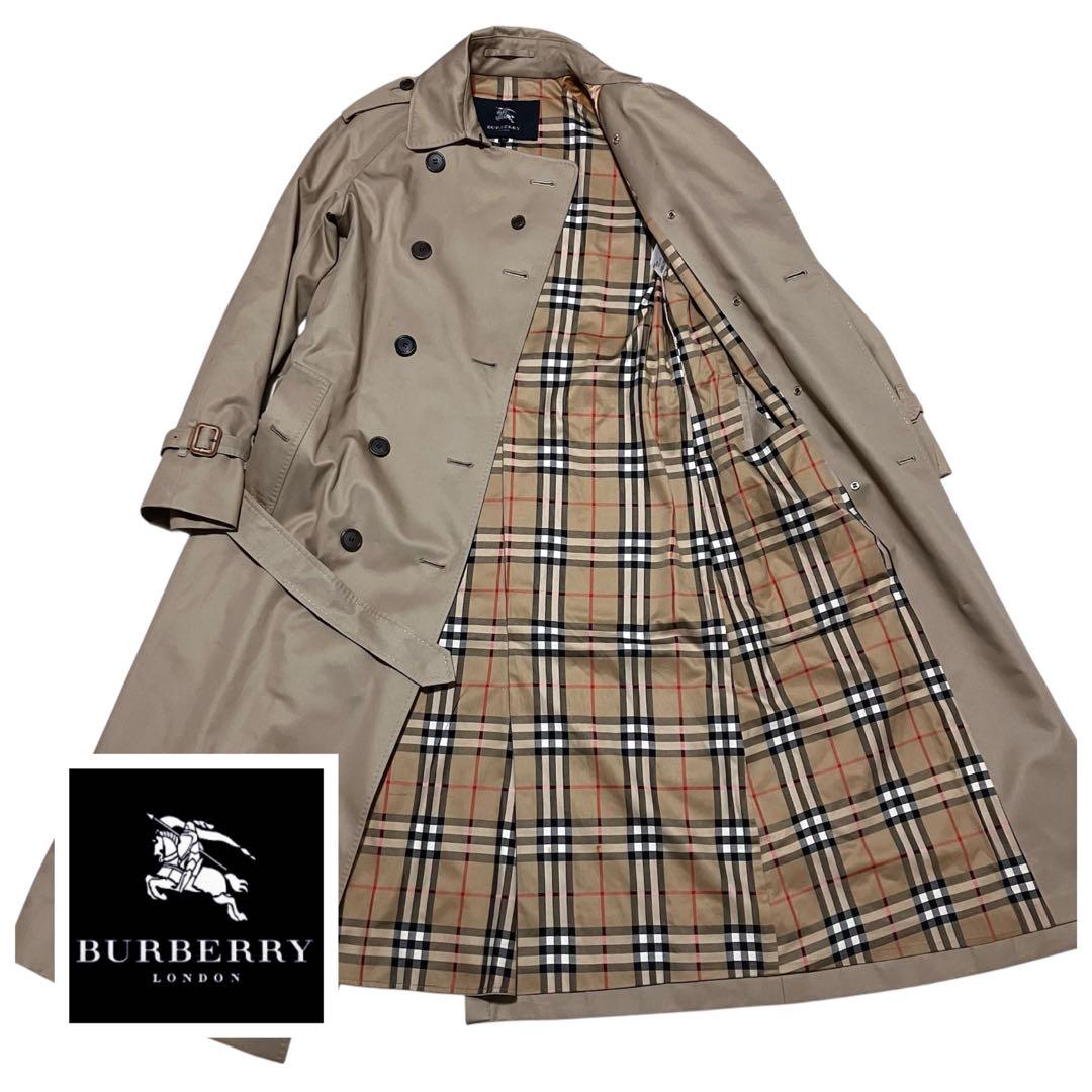 バーバリーロンドン ロングトレンチコート ノバチェック メガチェック ベージュ