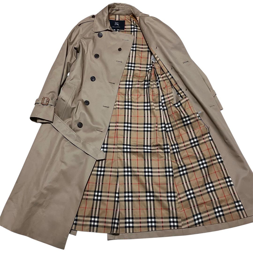 バーバリーロンドン ロングトレンチコート ノバチェック メガチェック ベージュ