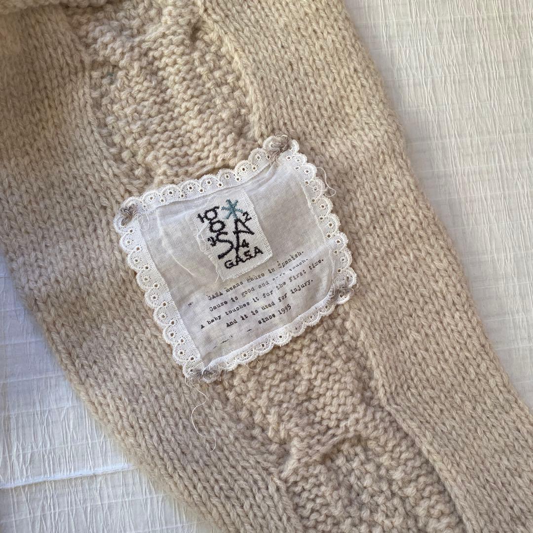 GASA ニットパッチワーク　マフラー　ベージュ系