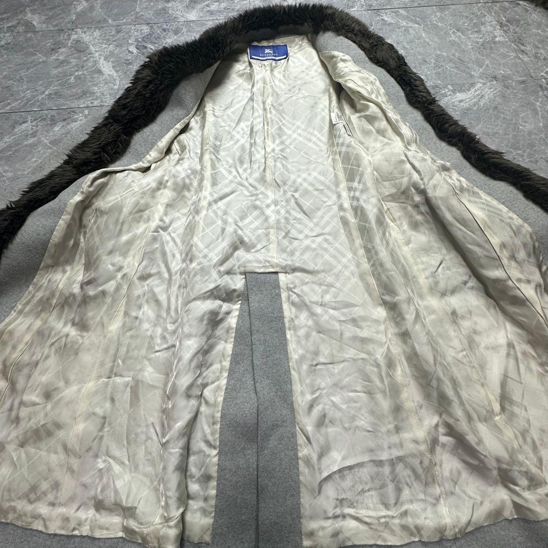 バーバリー♡ベルテッドコート　ファー　ロング　グレー　38