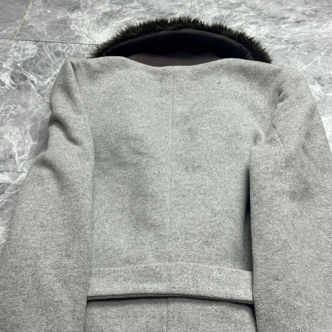 バーバリー♡ベルテッドコート　ファー　ロング　グレー　38