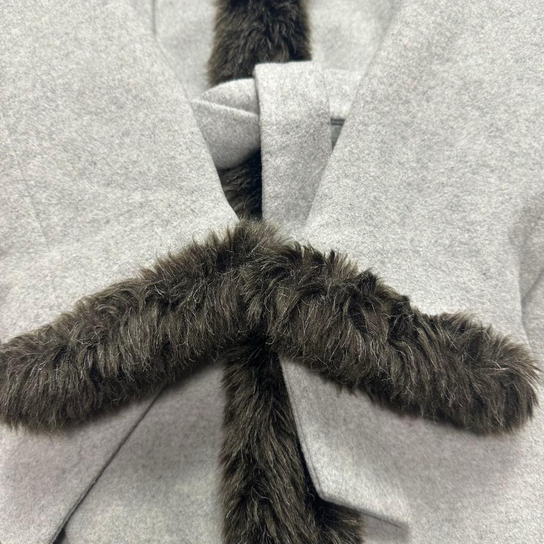 バーバリー♡ベルテッドコート　ファー　ロング　グレー　38