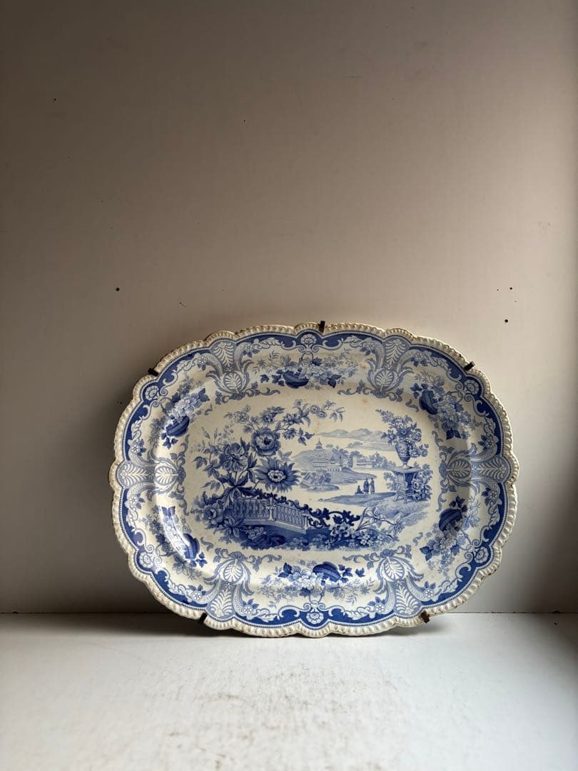 580 骨董 アンティーク 19世紀 絵皿 飾り皿 大振り イギリス フランス