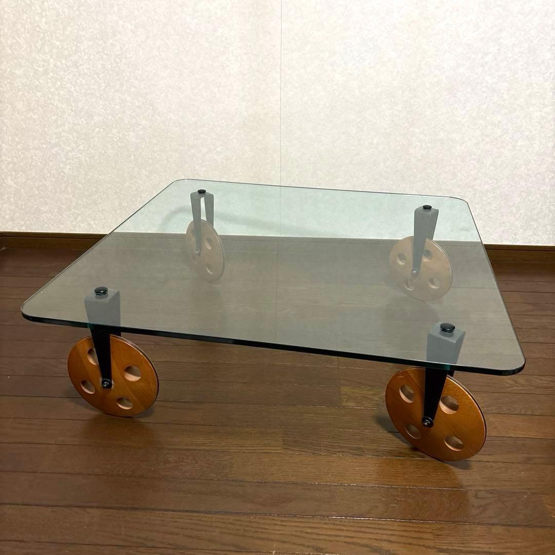 【良品】※直接お渡しのみ イタリア製 ガラストップ コーヒーテーブル