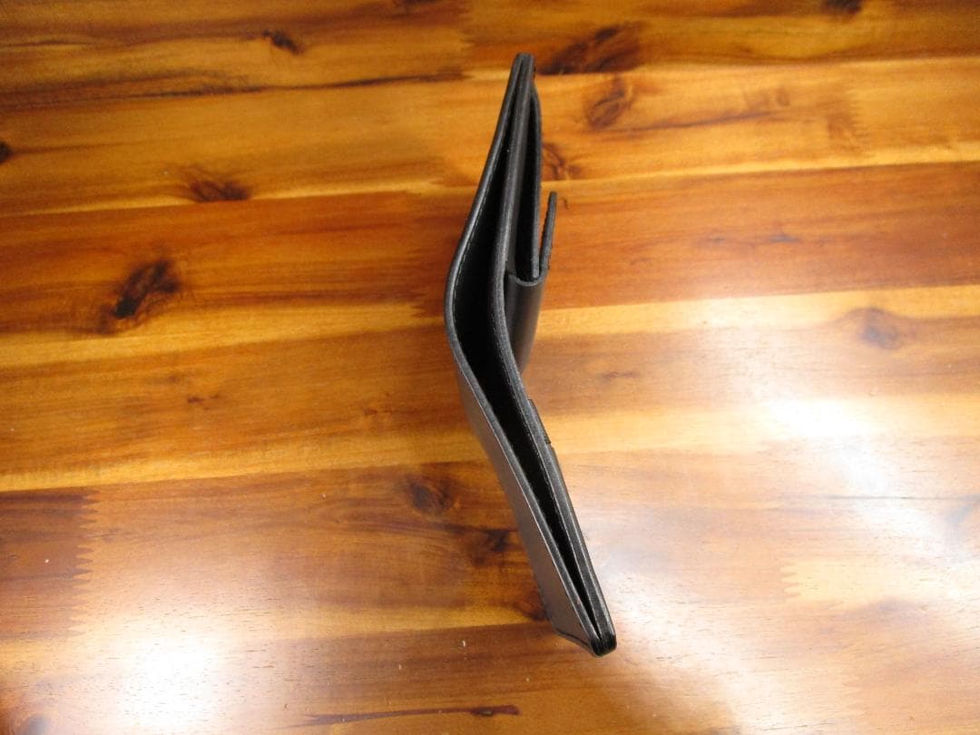 コンパクト財布 イタリアンレザー 黒 二つ折り 日本製 ミニ財布 ミニマル