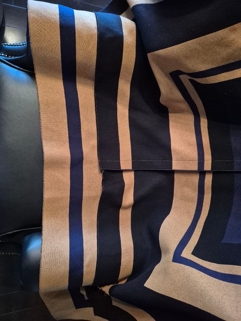 Chloe ネイビー ベージュ ストライプ ポンチョ レザーベルト