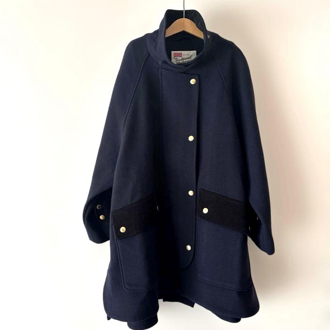 トラディショナルウェザーウェア メルトン ダブルフェイス Aラインコート 34