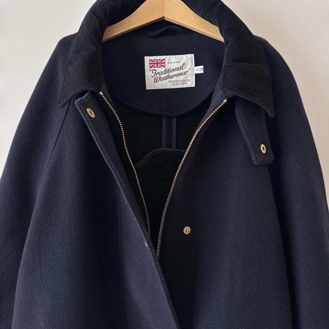トラディショナルウェザーウェア メルトン ダブルフェイス Aラインコート 34