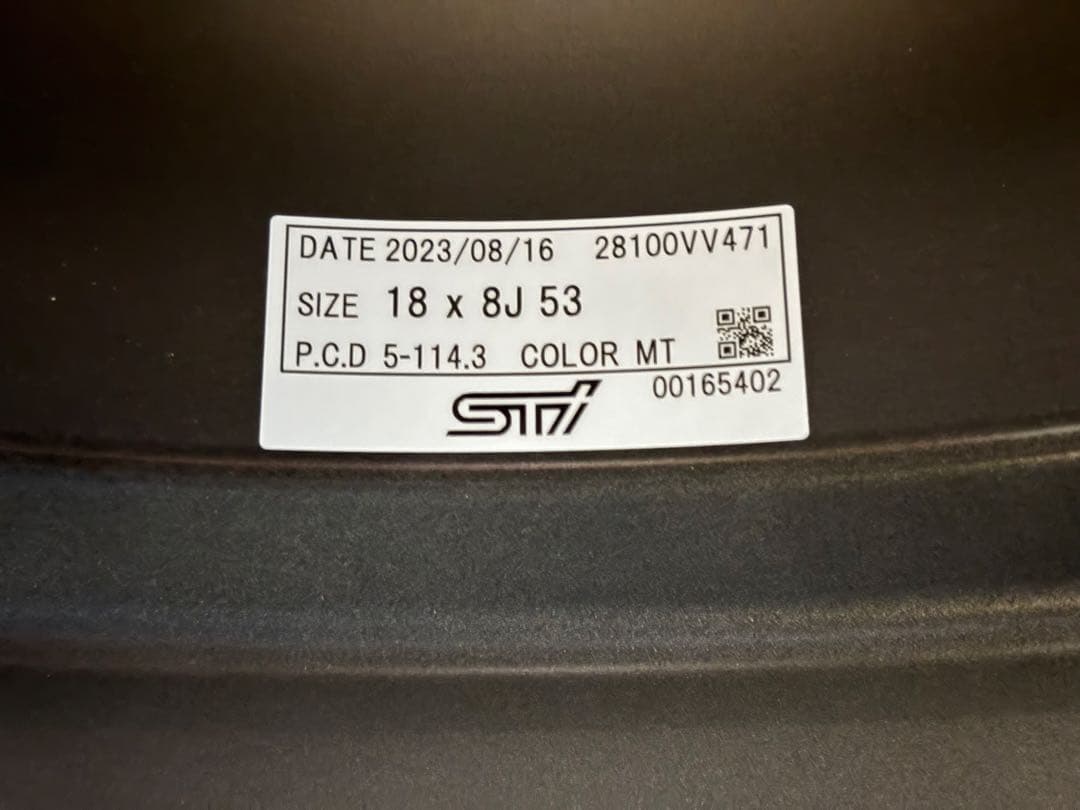 新品未使用STIパフォーマンスホイール 18インチ 8.0Jマットガンブラック