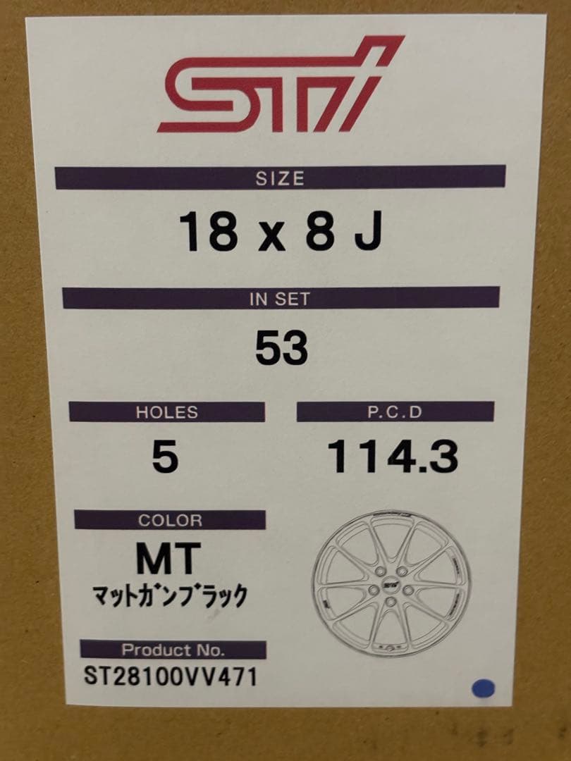 新品未使用STIパフォーマンスホイール 18インチ 8.0Jマットガンブラック