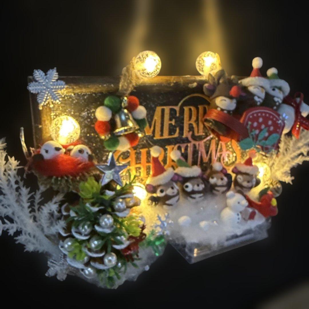 どんぐりアート♡ Xmasタペストリー風リース＆ let's goトレイン♡