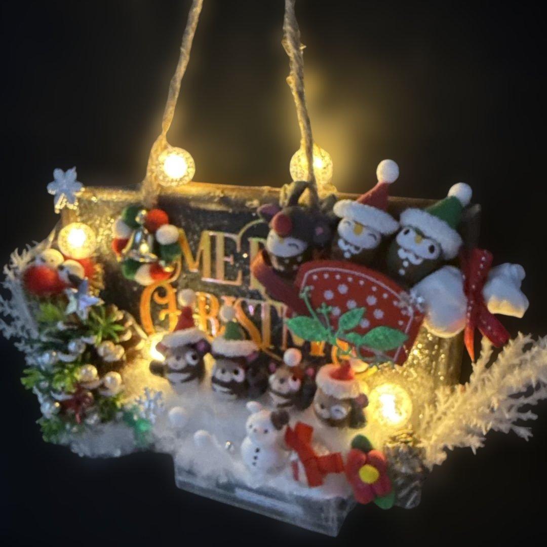 どんぐりアート♡ Xmasタペストリー風リース＆ let's goトレイン♡