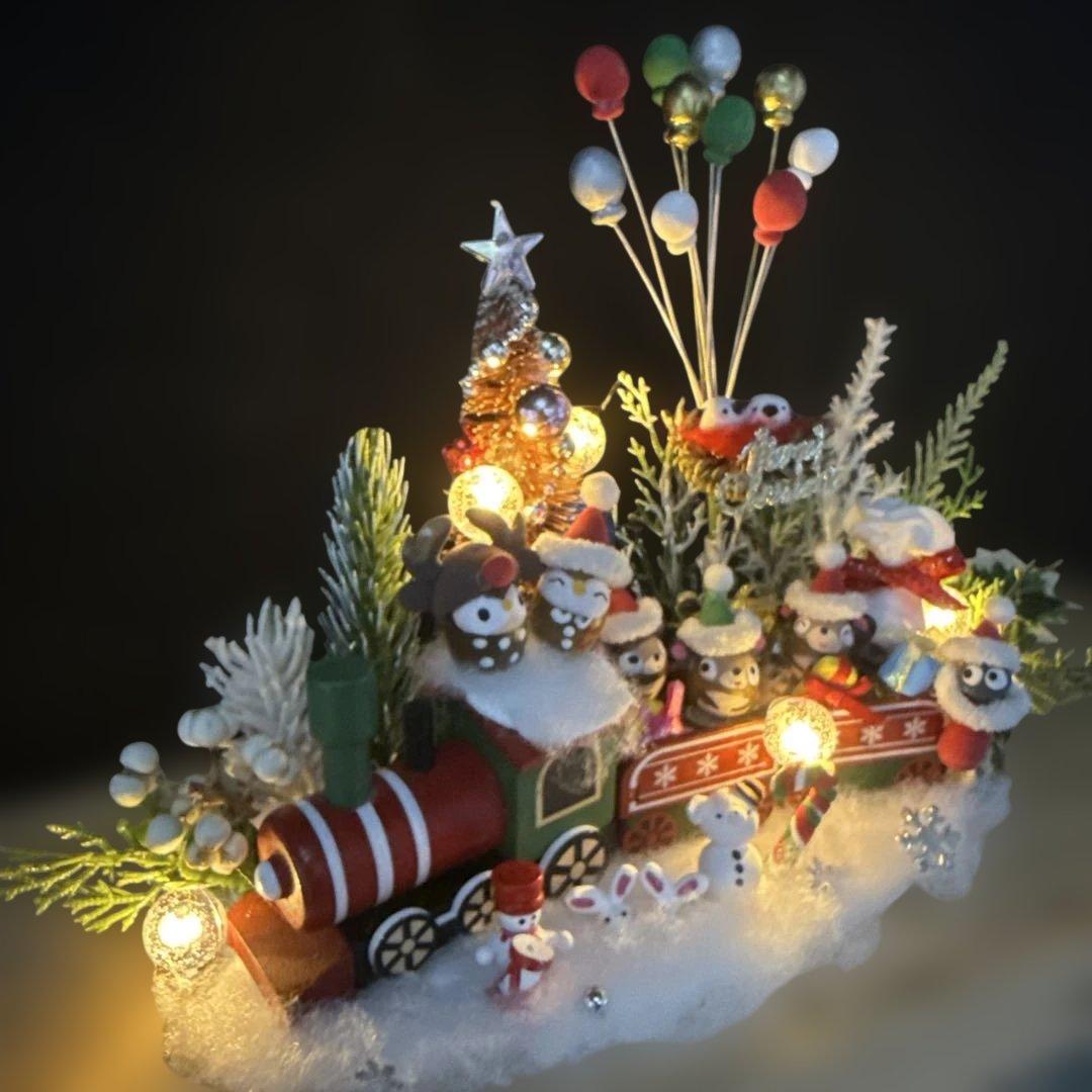 どんぐりアート♡ Xmasタペストリー風リース＆ let's goトレイン♡