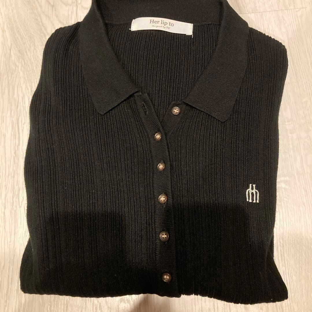 完売商品　herlipto Trois Rib Knit Polo Top M