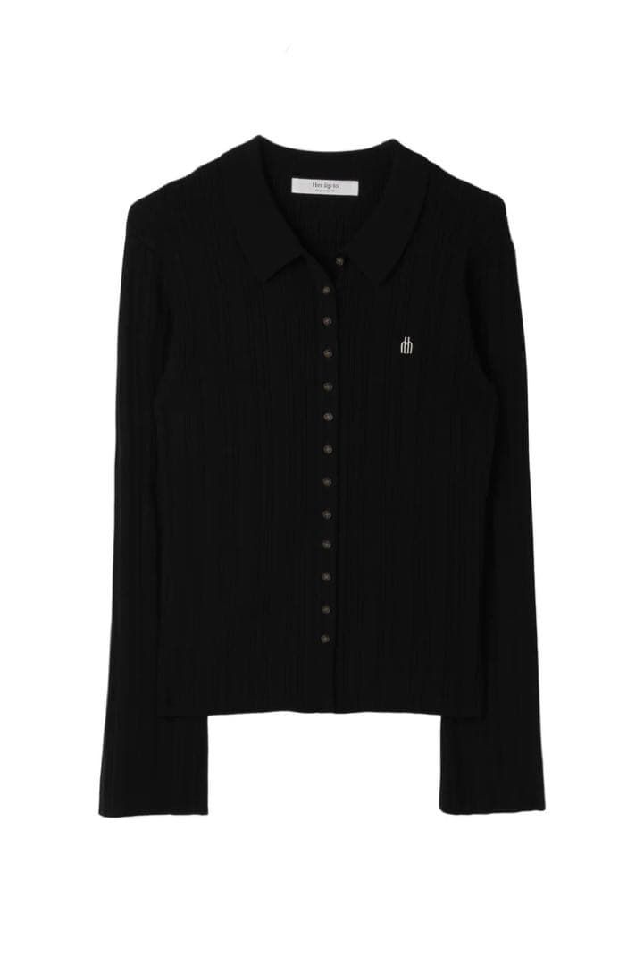完売商品　herlipto Trois Rib Knit Polo Top M