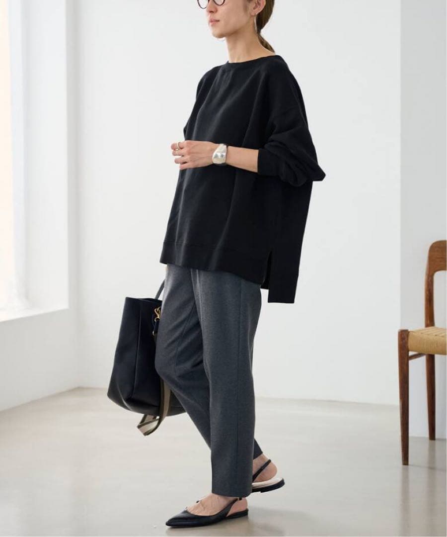 フレームワーク　ボートネックワイドスウェット　スミクロ　FRAMeWORK