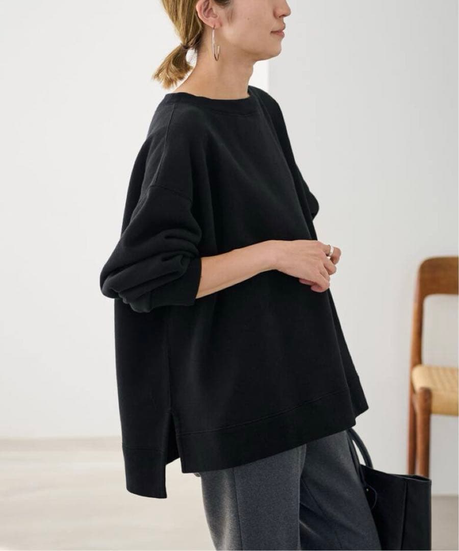 フレームワーク　ボートネックワイドスウェット　スミクロ　FRAMeWORK