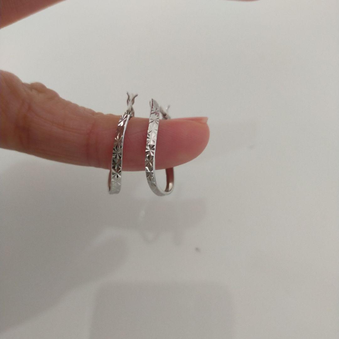 ジュエリーツツミ　K10ホワイトゴールドフープピアス　tsutsumi