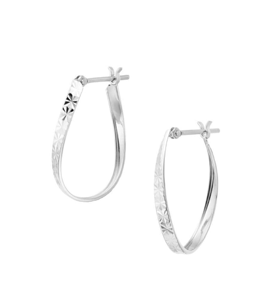 ジュエリーツツミ　K10ホワイトゴールドフープピアス　tsutsumi