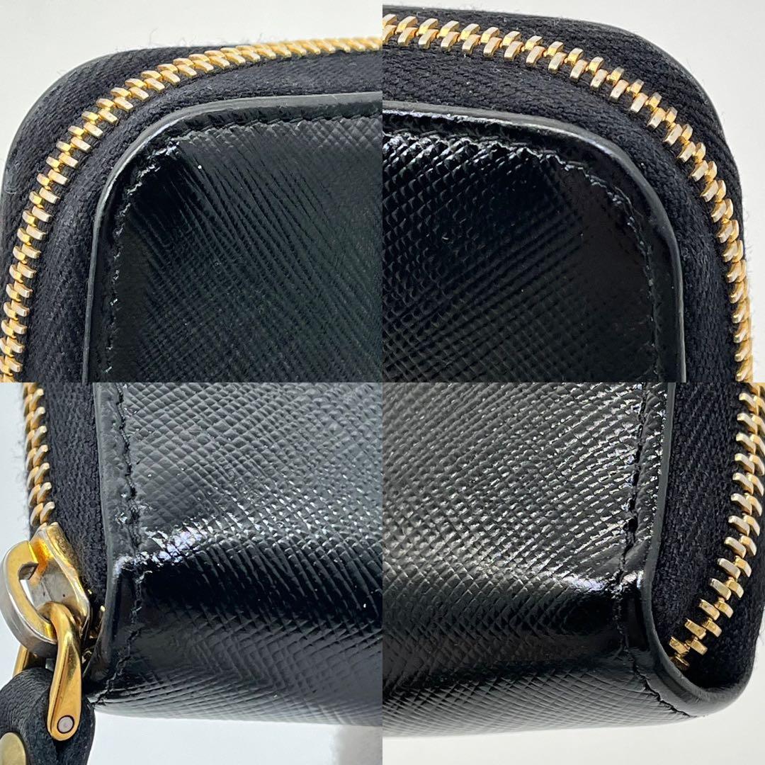 PRADA 長財布 ラウンドファスナー ロゴ金具 リボン サフィアーノレザー 黒