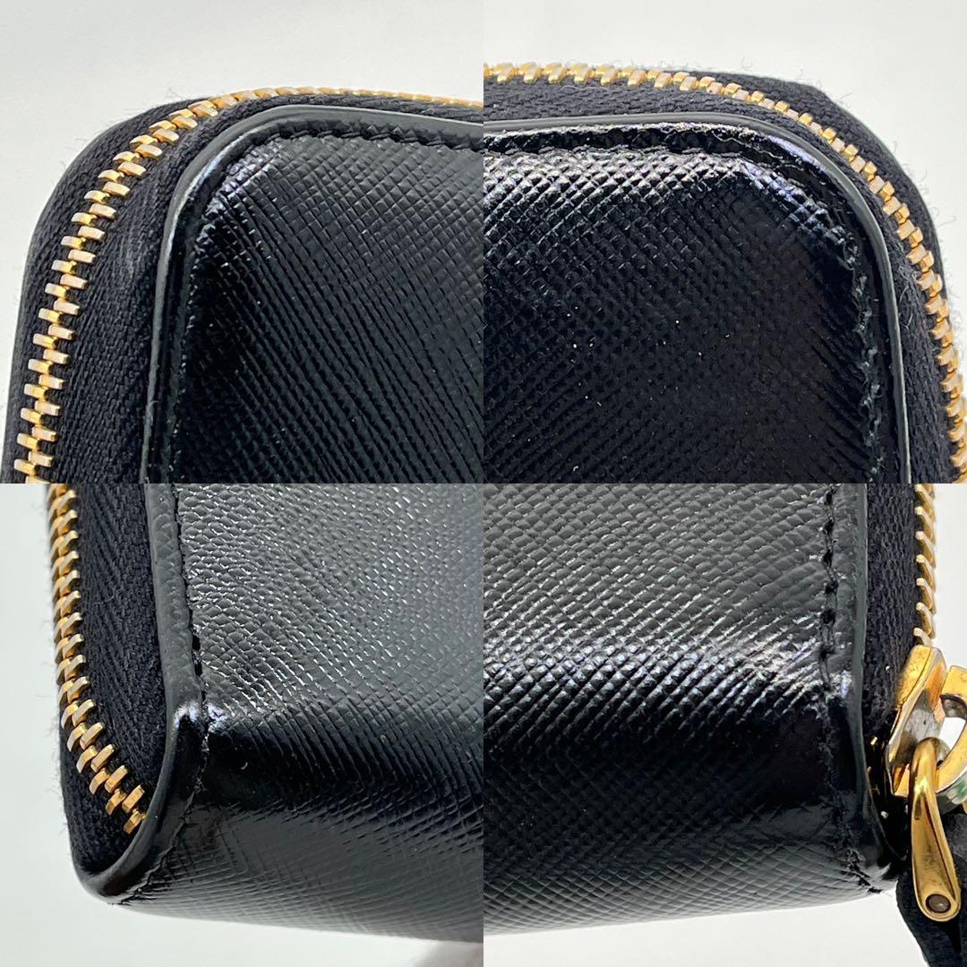 PRADA 長財布 ラウンドファスナー ロゴ金具 リボン サフィアーノレザー 黒
