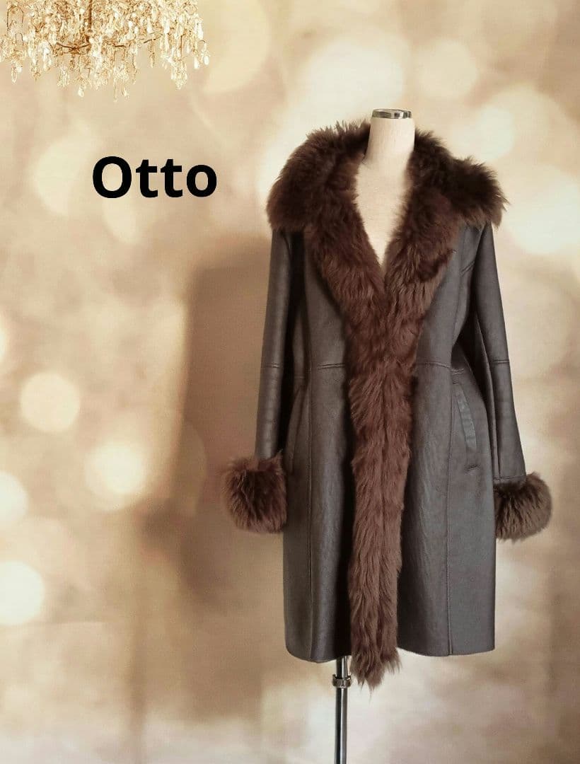 Otto ファー付　ソフトラム表革リアルムートンコート　軽量　ゆったりサイズ
