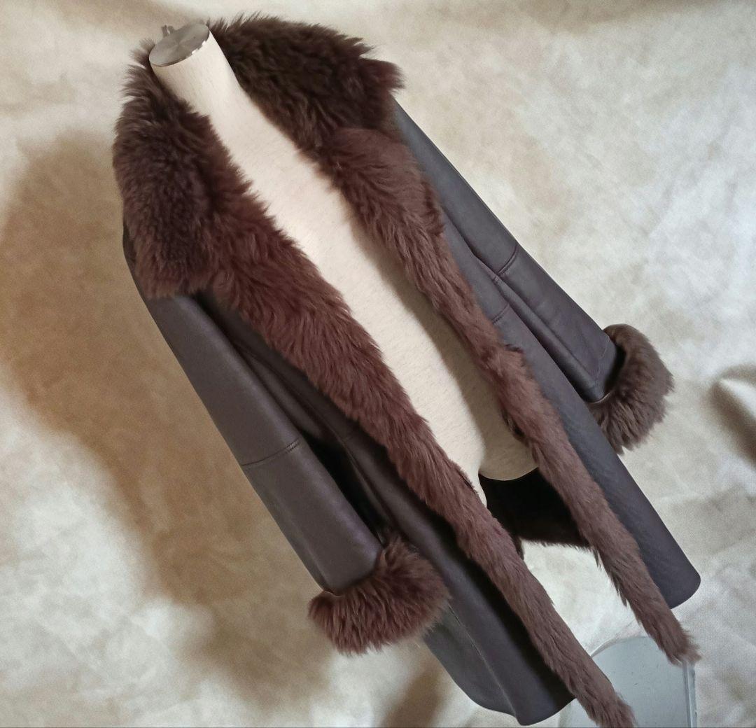 Otto ファー付　ソフトラム表革リアルムートンコート　軽量　ゆったりサイズ