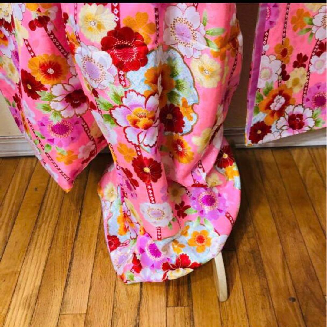 七五三七歳❣️四つ身着物未使用⭐︎ピンク花々金彩煌びやか絢爛⭐︎完全フルセット激可愛い