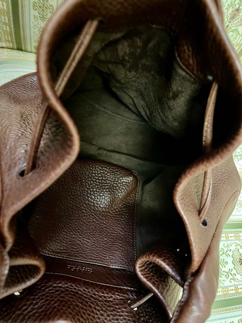 HIROFU ブラウンレザー巾着　バケツ型ショルダーバッグ