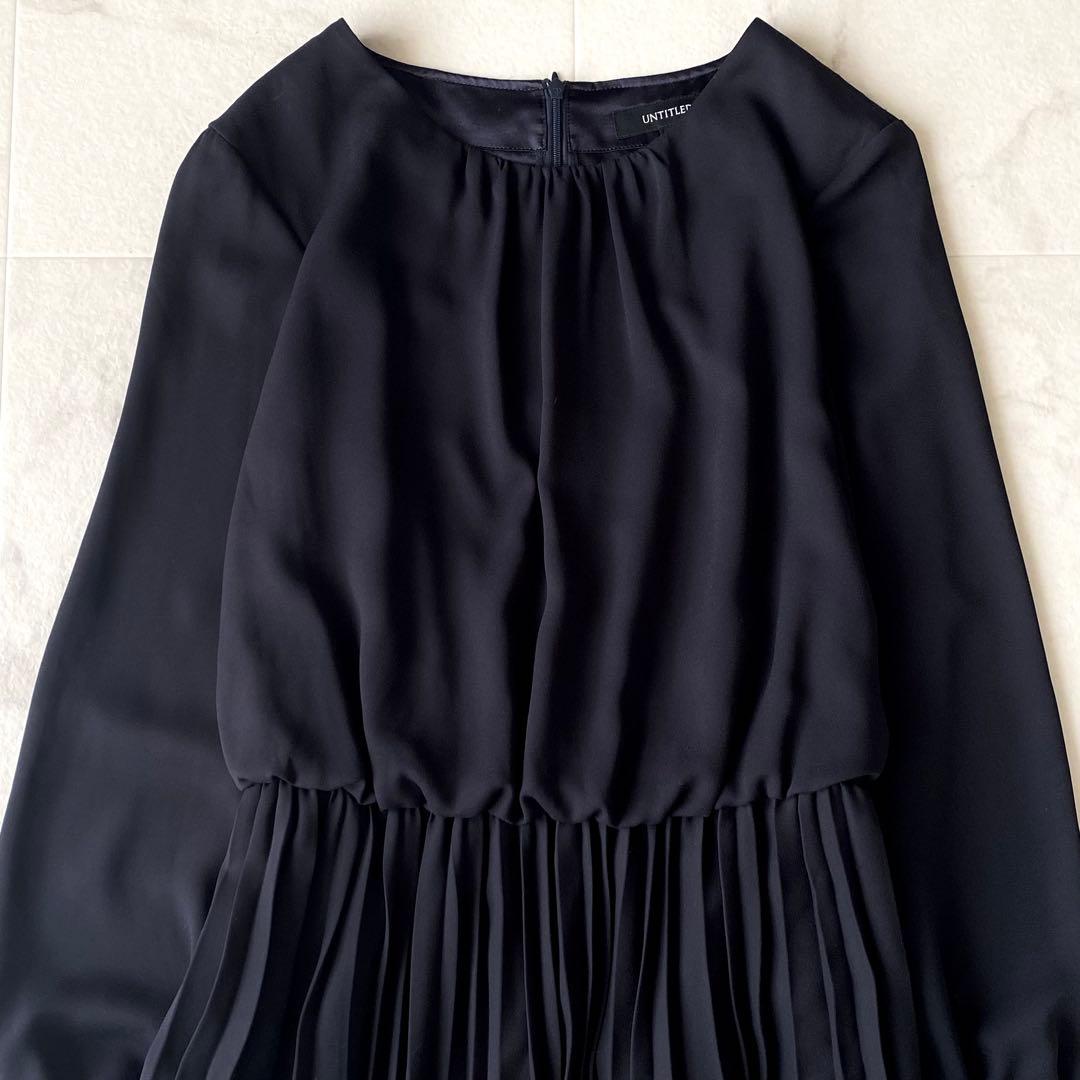 2024.極美品.定価3.3万☆アンタイトル 洗える プリーツワンピース 濃紺