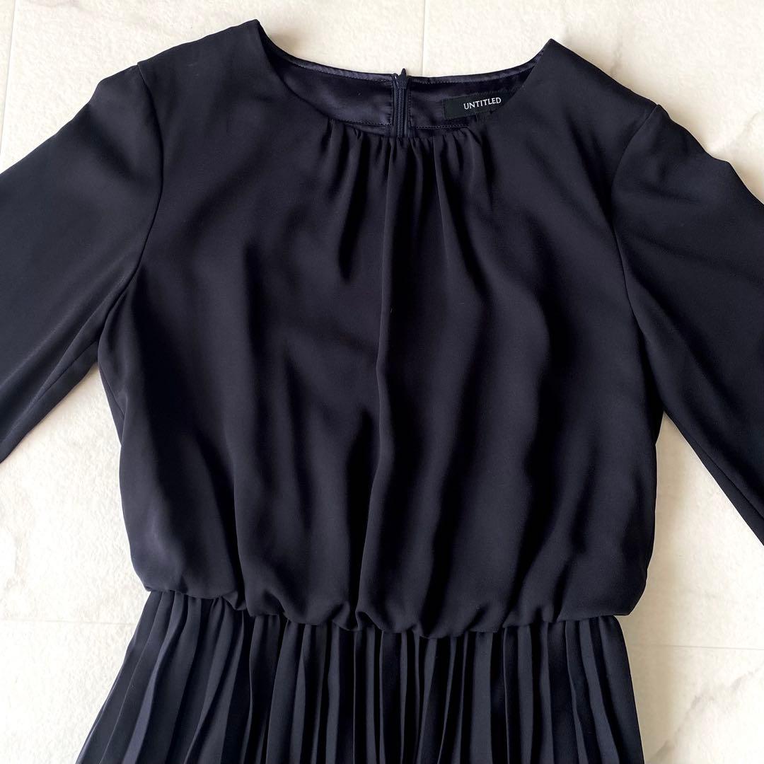 2024.極美品.定価3.3万☆アンタイトル 洗える プリーツワンピース 濃紺