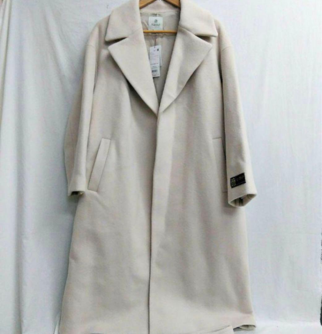 【98】未使用タグつき ナノユニバース ベルベットチェスターコート アイボリー