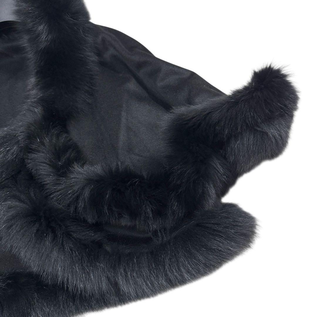 カシミヤ100% フォックス トリミング ポンチョ リアルファー レディース