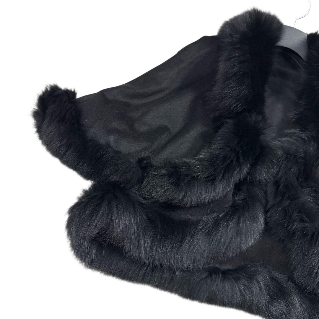 カシミヤ100% フォックス トリミング ポンチョ リアルファー レディース