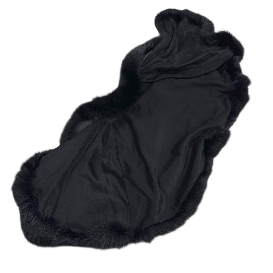 カシミヤ100% フォックス トリミング ポンチョ リアルファー レディース