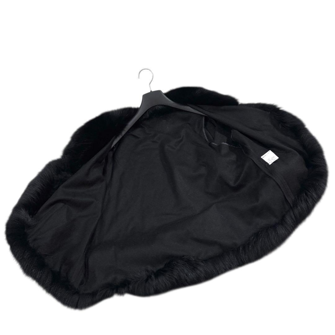 カシミヤ100% フォックス トリミング ポンチョ リアルファー レディース