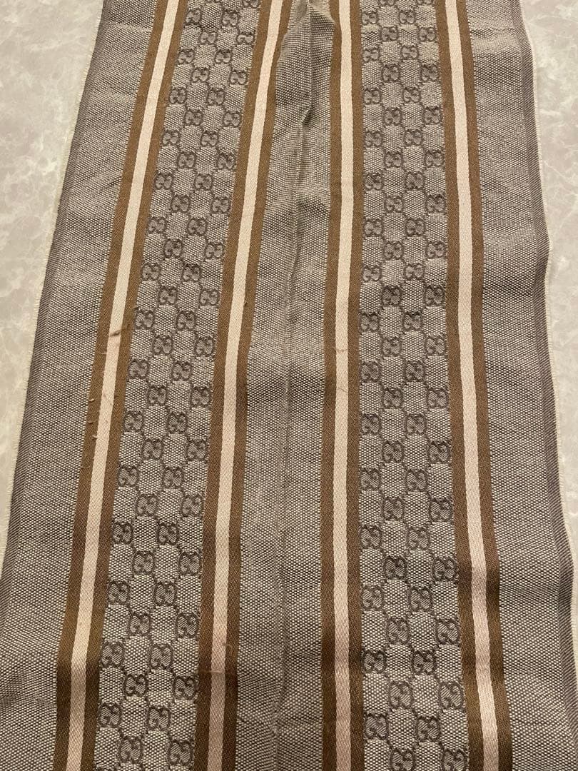 GUCCI グッチ GGロゴウール混マフラー ベージュ