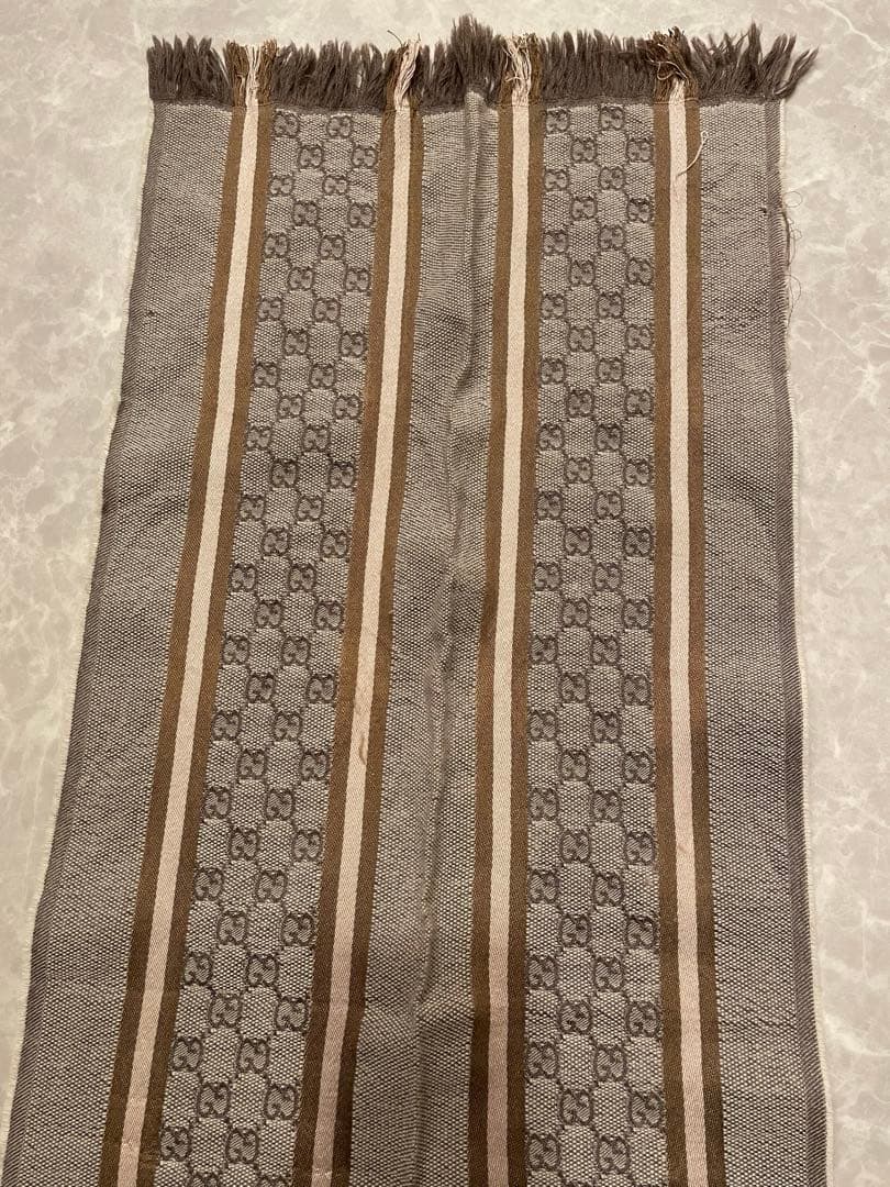 GUCCI グッチ GGロゴウール混マフラー ベージュ