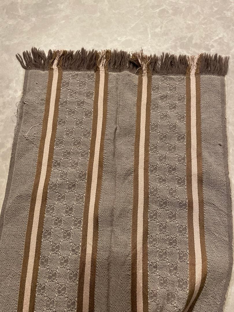 GUCCI グッチ GGロゴウール混マフラー ベージュ