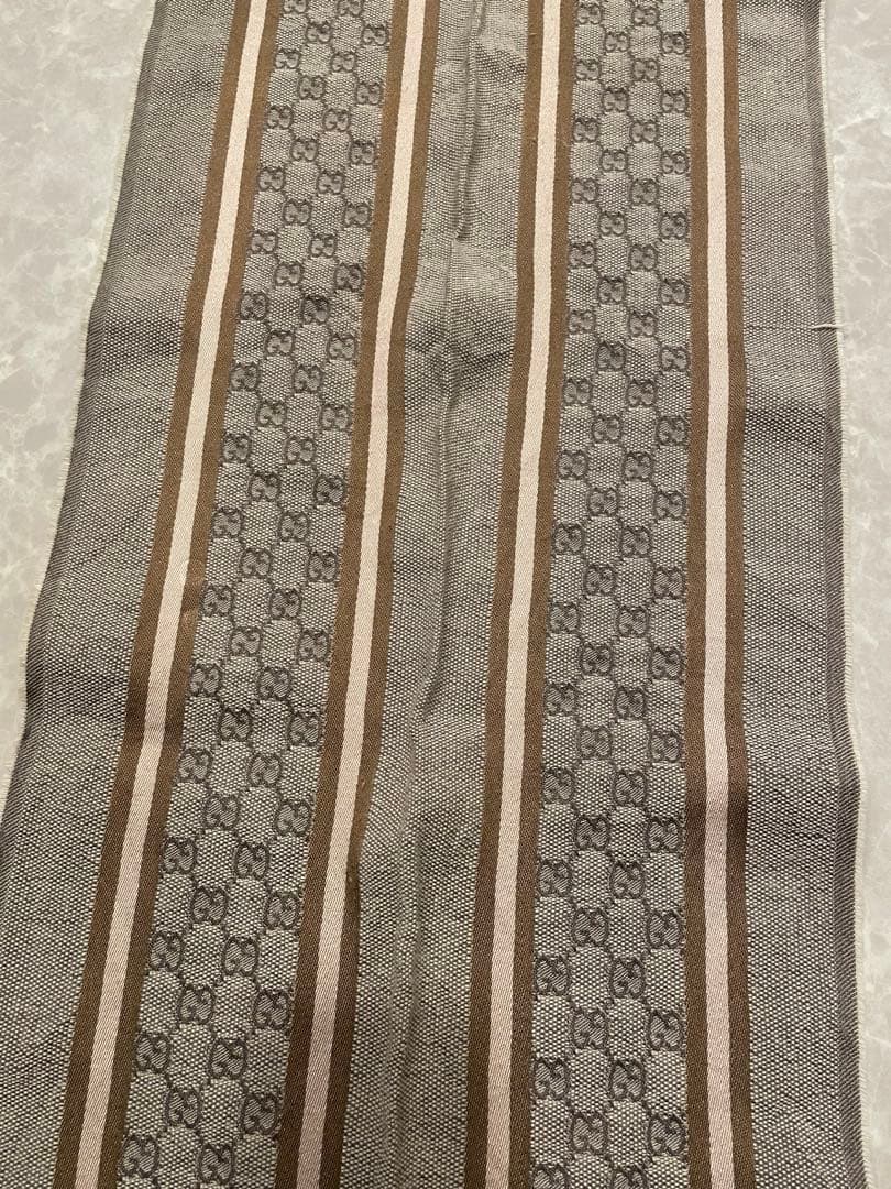 GUCCI グッチ GGロゴウール混マフラー ベージュ