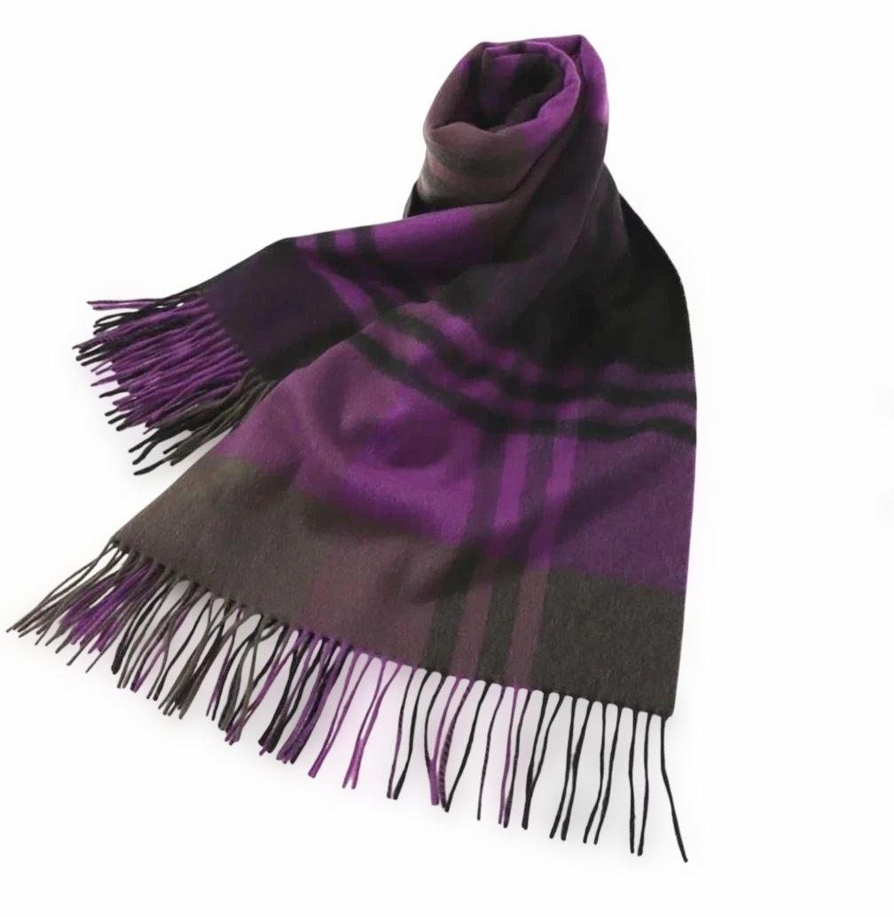 【TWEEDMILL/ツイードミル】 大判チェックストール パープルC