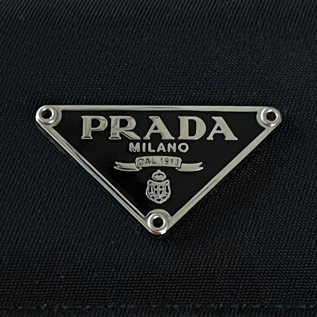 美品 PRADA ロゴプレート キーケース 6連 ナイロン ブラック M223