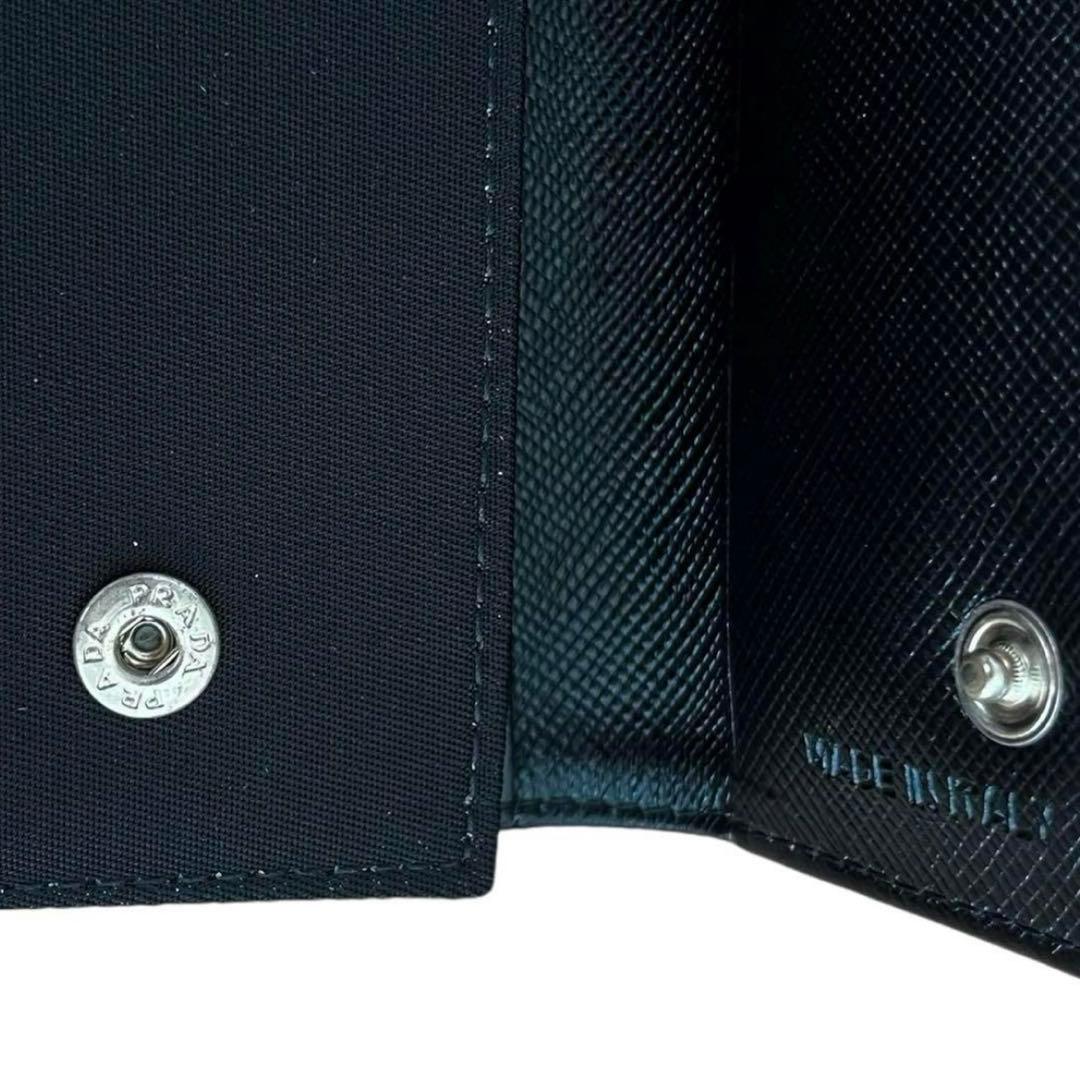 美品 PRADA ロゴプレート キーケース 6連 ナイロン ブラック M223