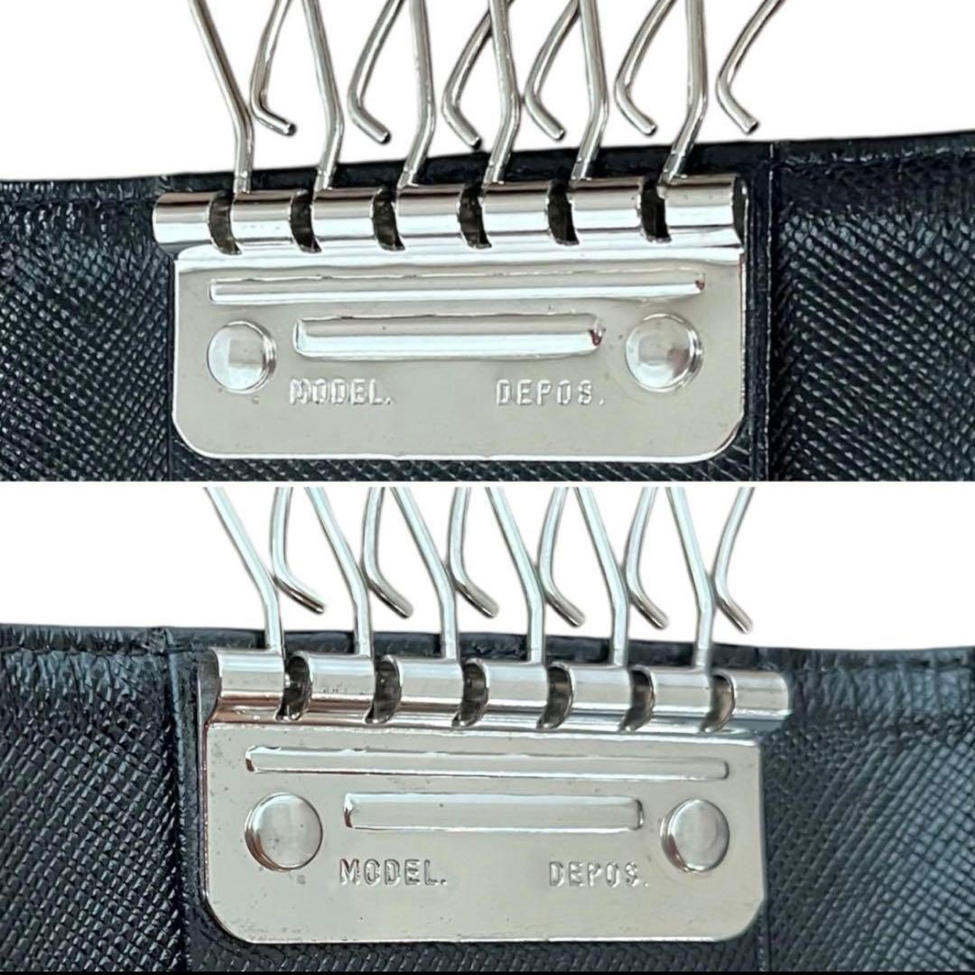 美品 PRADA ロゴプレート キーケース 6連 ナイロン ブラック M223