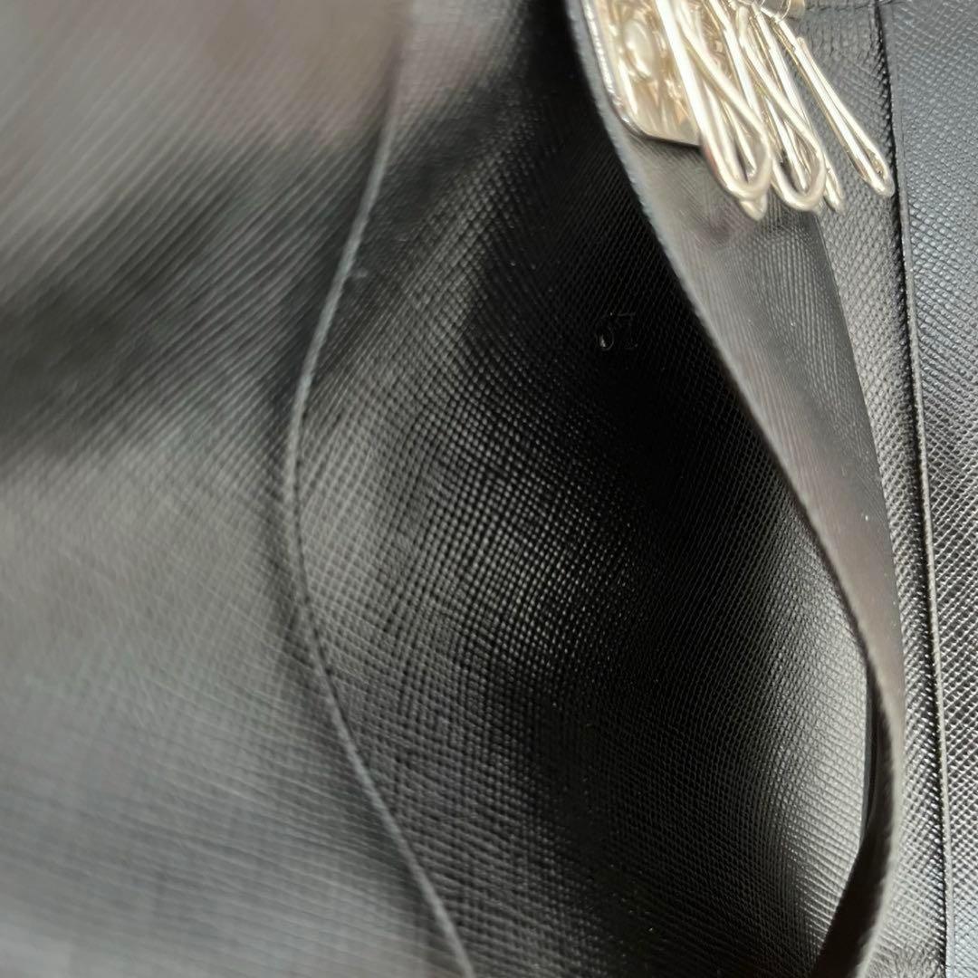 美品 PRADA ロゴプレート キーケース 6連 ナイロン ブラック M223