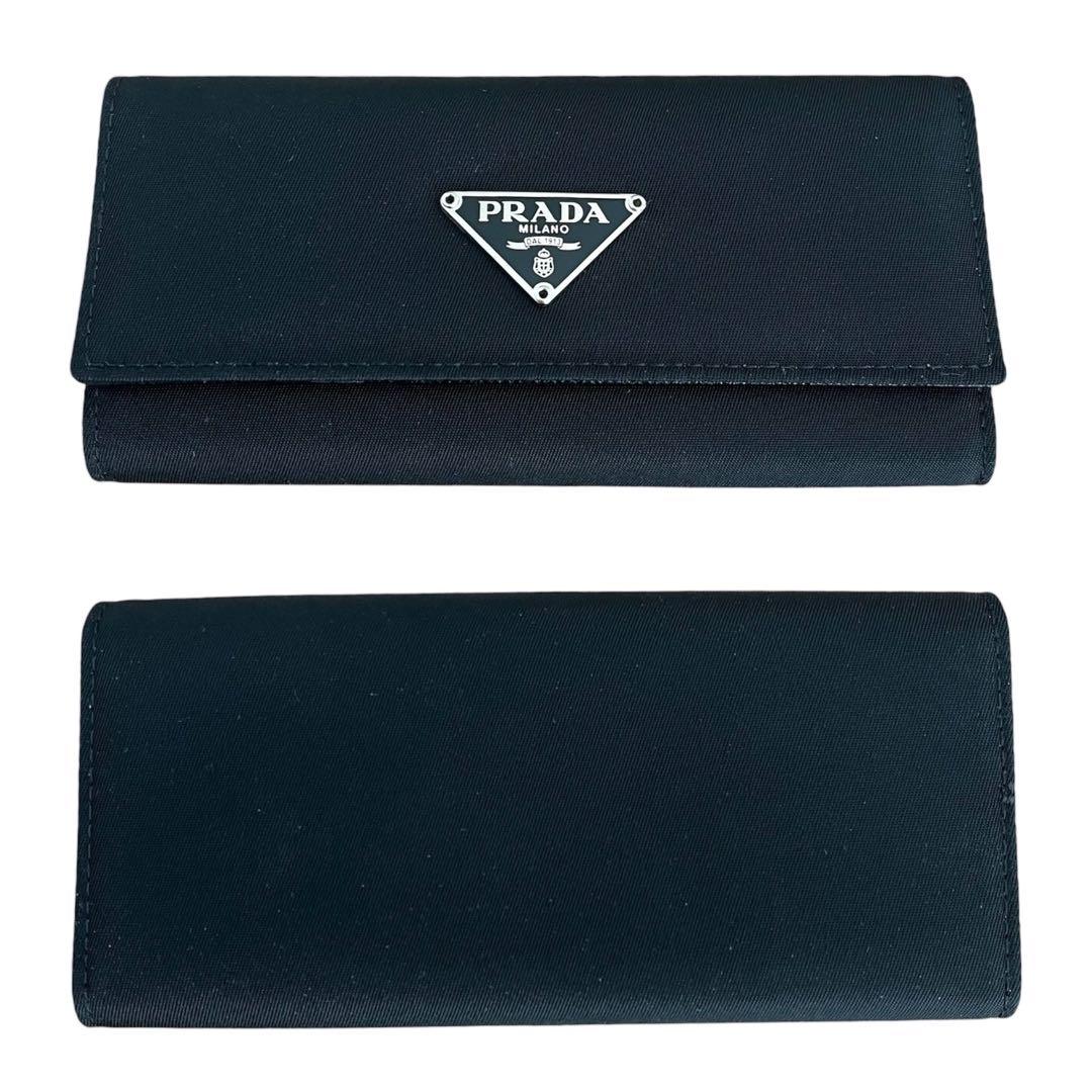美品 PRADA ロゴプレート キーケース 6連 ナイロン ブラック M223