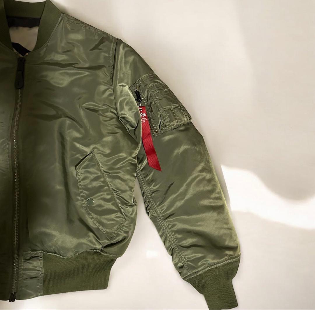 【希少】リバーシブル ALPHA MA-1 戦闘機柄 セージグリーン カーキ　M